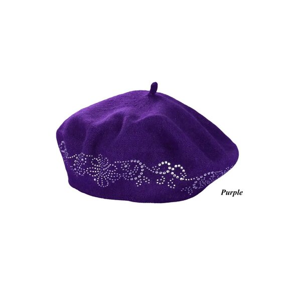 Studded Floral Design Beret NWT – Women’s Winter Hat - Picture 9 of 11
